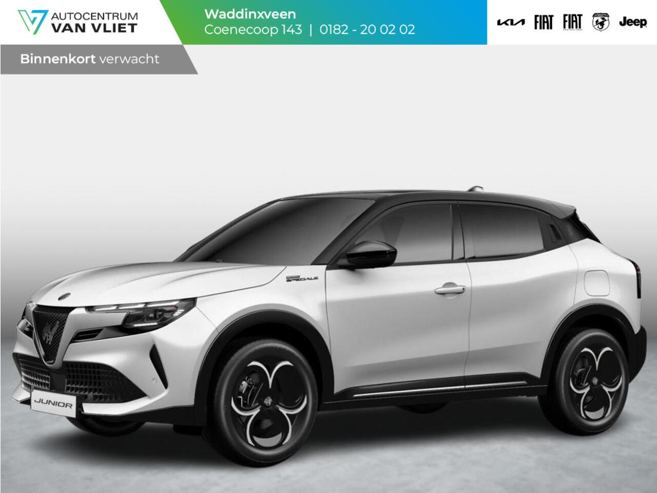 Alfa Romeo Junior 1.2 Turbo Hybrid Ibrida Sport Speciale | Snel leverbaar | Pack Techno | Schuif/Kanteldak | Sempione White, Dak Zwart | Verwarmbare Voorruit