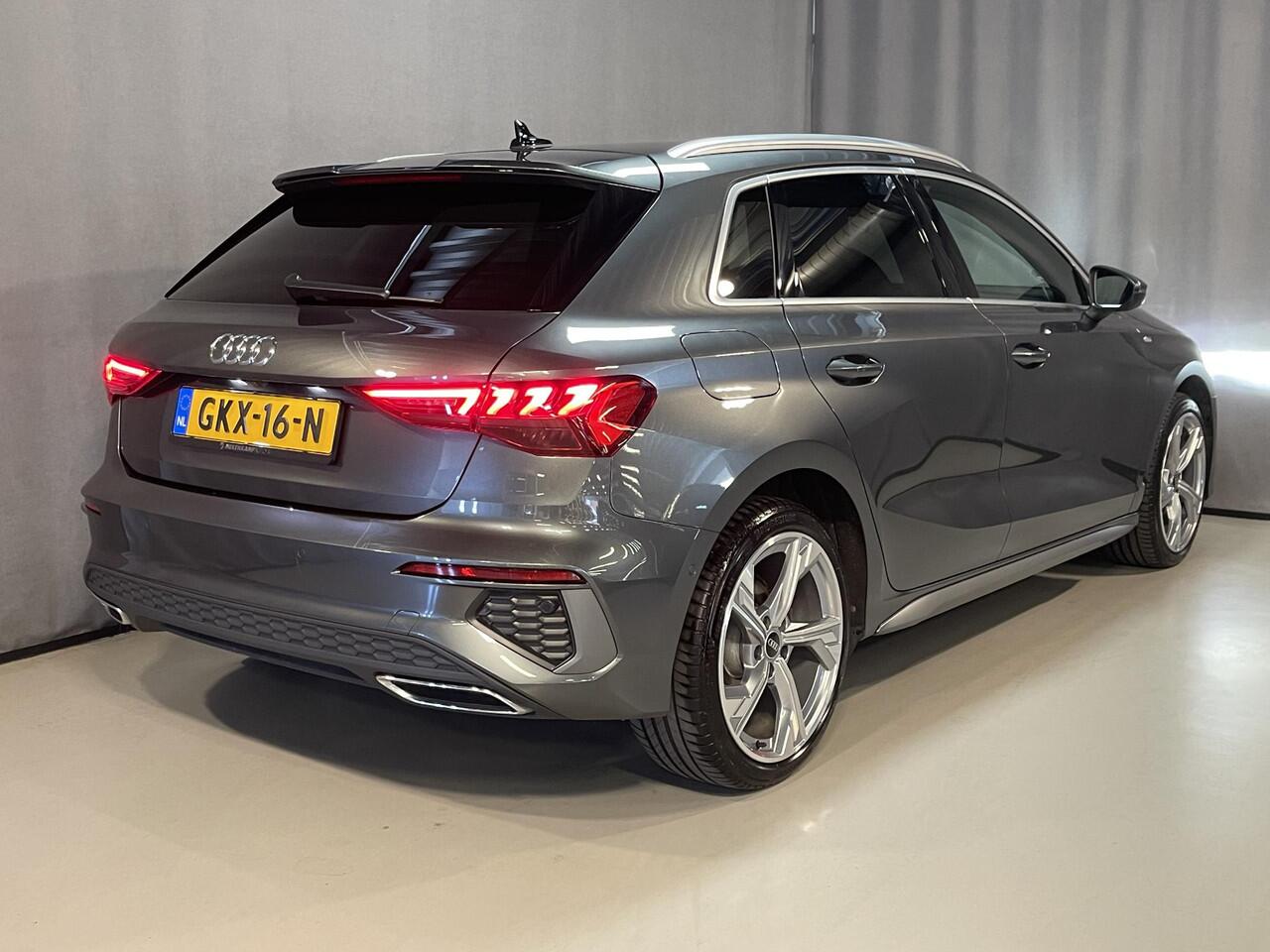 Audi A3 SPORTBACK 40 TFSI e S edition Competition 18"/B&O/Elektrische stoel + memory/Camera/Trekhaak/Keyless/Matrix LED/Adaptieve cruise/Elektrische klep/Stoelverwarming/Keyless