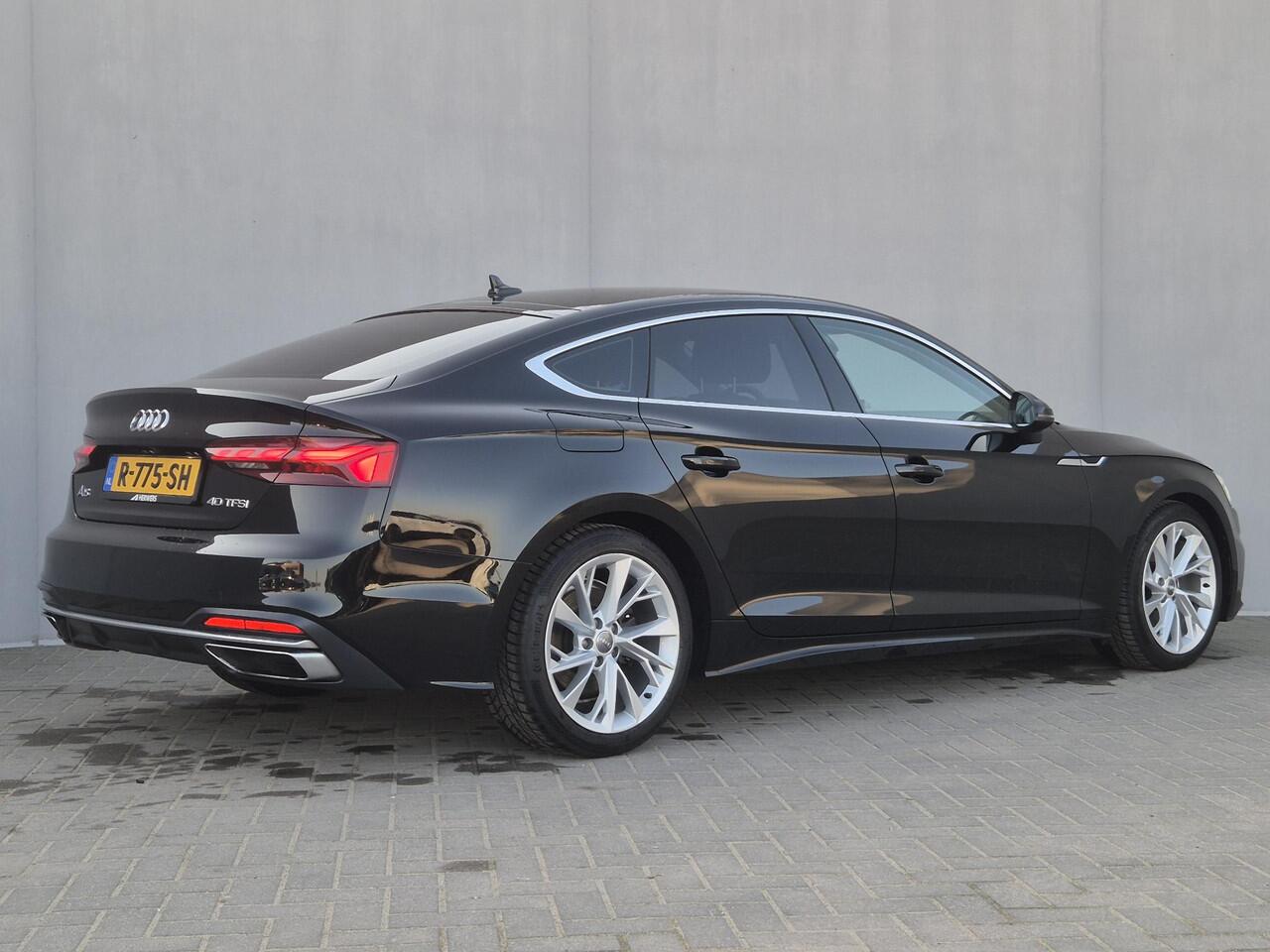 Audi A5 Sportback 40 TFSI Launch edition Sport / Facelift / Assitentie pakket Rijden / Assistentie pakket Parking / Trekgewicht 1500 kg / Elektrische achterklep / Stoelen met massage functie / Stoelverwarming / Adaptief cruise control / Achteruitrijcamera / Keyle