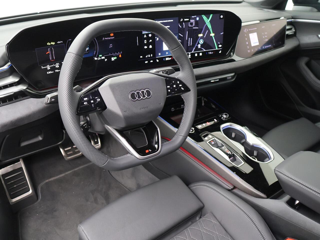 Audi A6 Limousine e-hybrid quattro S-Edition | Akoestisch glas | Lichtpakket pro met ambient lighting | S line exterieur | S-interieur sportstoelen zwart alcantara | Tech plus | Adaptive cruise assist plus | Memory Seats | 21 Inch LM-Velgen Audi sport Multispaaks