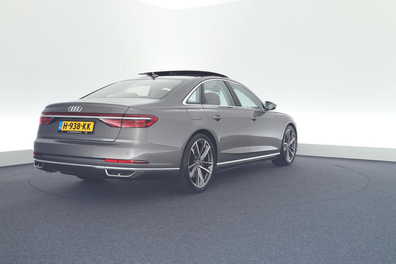 Audi A8 55 TFSI 340pk quattro Pro Line Plus Cognac Leder B&O Panoramadak Memory 360Camera Head-Up Standkachel Keyless Navigatie
