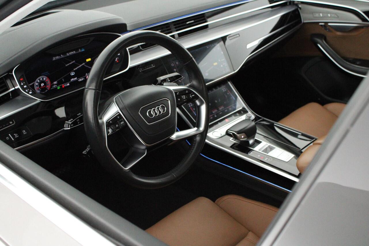 Audi A8 55 TFSI 340pk quattro Pro Line Plus Cognac Leder B&O Panoramadak Memory 360Camera Head-Up Standkachel Keyless Navigatie