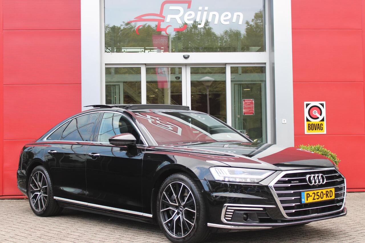 Audi A8 60 TFSI 450PK e-HYBRID QUATTRO PRO LINE PLUS | PANORAMISCH SCHUIF/KANTEL DAK | STUUR/STOEL VERWARMING | ELEKTRISCH BEDIENBAAR STUURKOLOM | SFEER VERLICHTING | COMFORT HOOFDSTEUNEN | LICHTMETALEN VELGEN 20" | BANG & OLUFSEN SOUND SYSTEM | SERVOSLUITING VOO