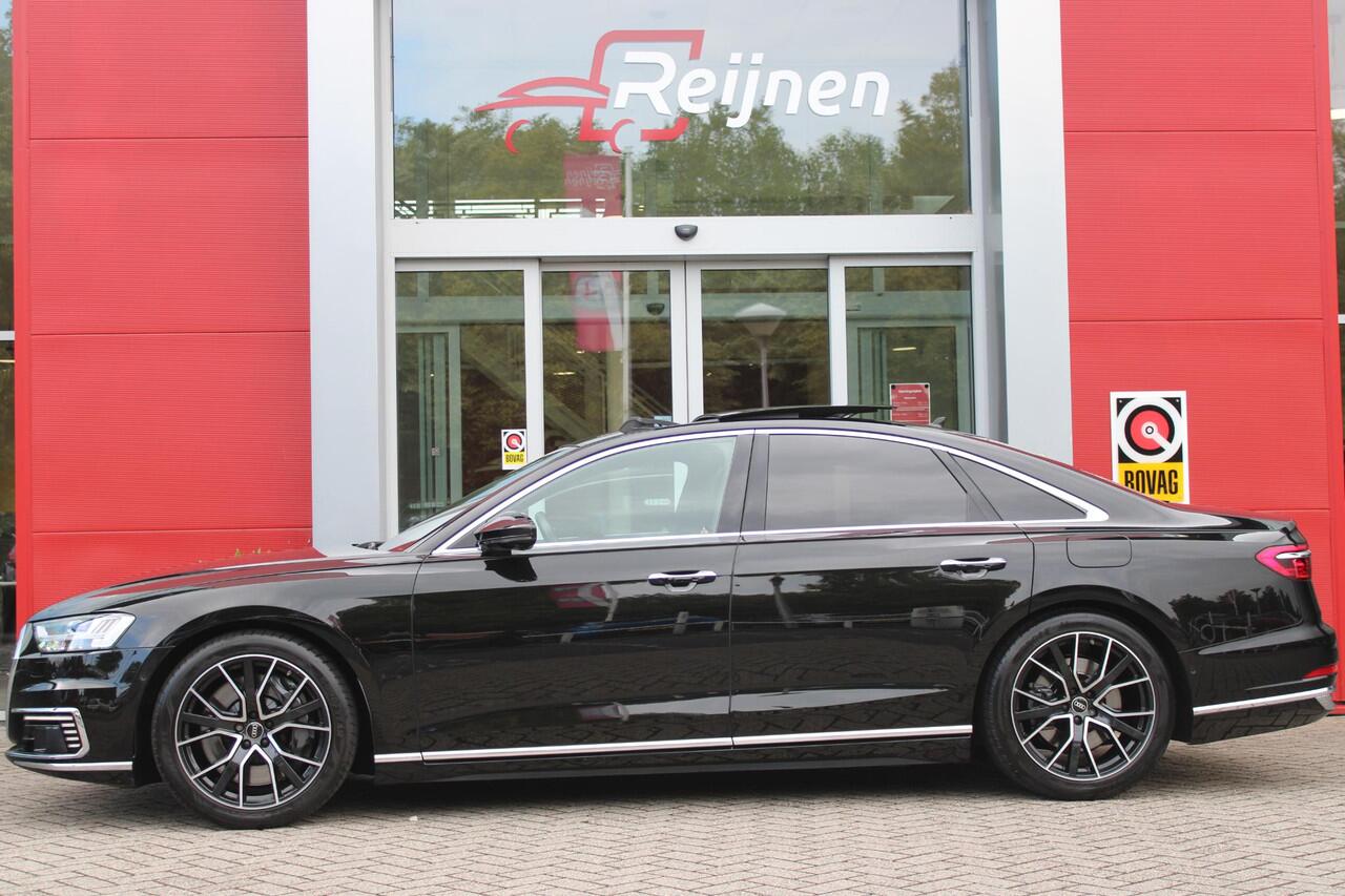 Audi A8 60 TFSI 450PK e-HYBRID QUATTRO PRO LINE PLUS | PANORAMISCH SCHUIF/KANTEL DAK | STUUR/STOEL VERWARMING | ELEKTRISCH BEDIENBAAR STUURKOLOM | SFEER VERLICHTING | COMFORT HOOFDSTEUNEN | LICHTMETALEN VELGEN 20" | BANG & OLUFSEN SOUND SYSTEM | SERVOSLUITING VOO
