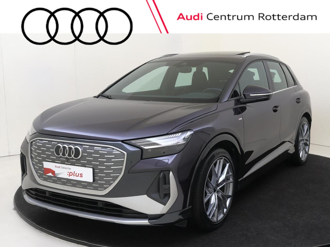 Audi Q4 e-tron 50 quattro S edition 77 kWh | SoH 89% | Panoramadak | Trekhaak | Head-up display | LED matrix verlichting | 3-zone airco | Achteruitrijcamera | CarPlay | Lederen bekleding |