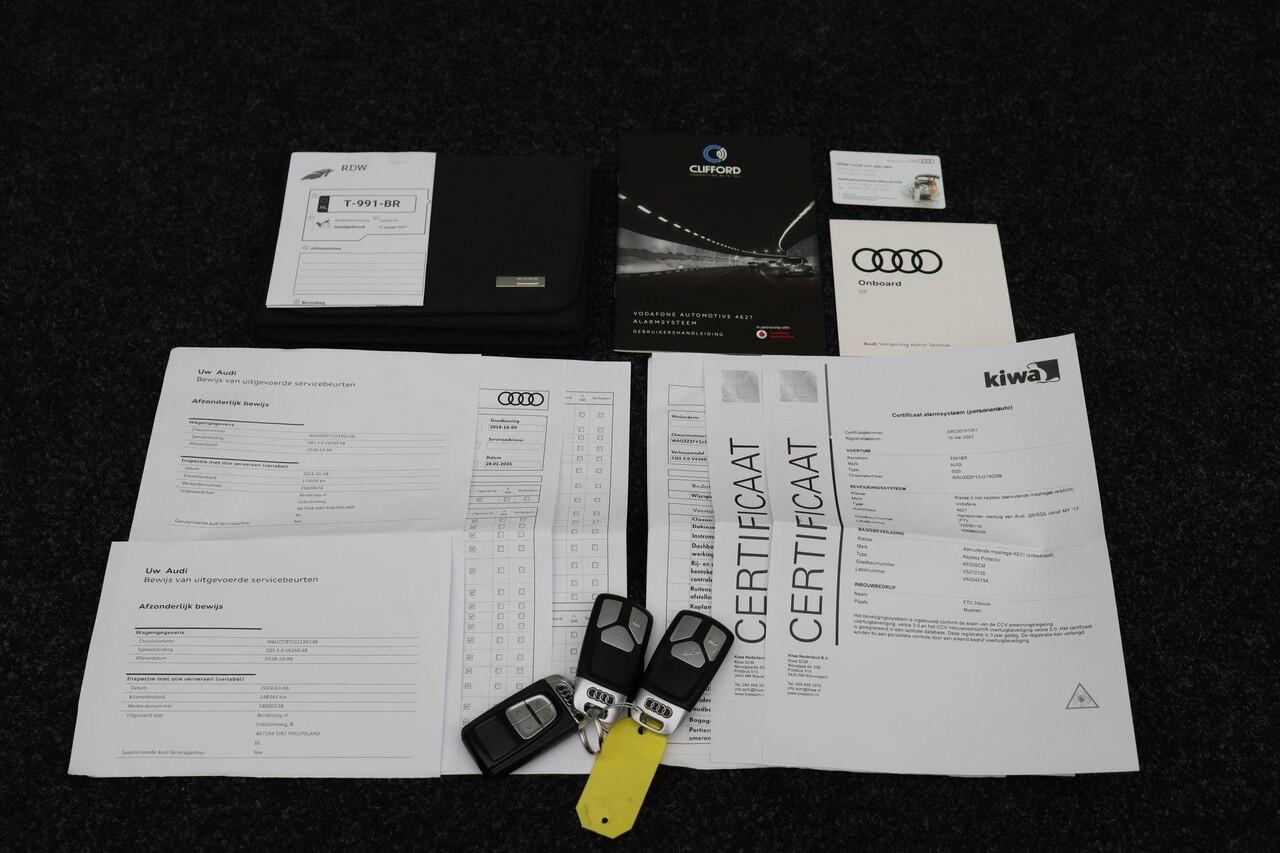 Audi Q5 3.0 TFSI SQ5 quattro 2018 Panoramadak | 360 Camera | Bang & Olufsen | Trekhaak | Luchtvering | Carplay | Cruise control | Climate control | Navigatie | Bluetooth | Digitaal dashboard | Stoelverwarming | B&O | Elek. verstelbare stoelen | Lederen bekleding