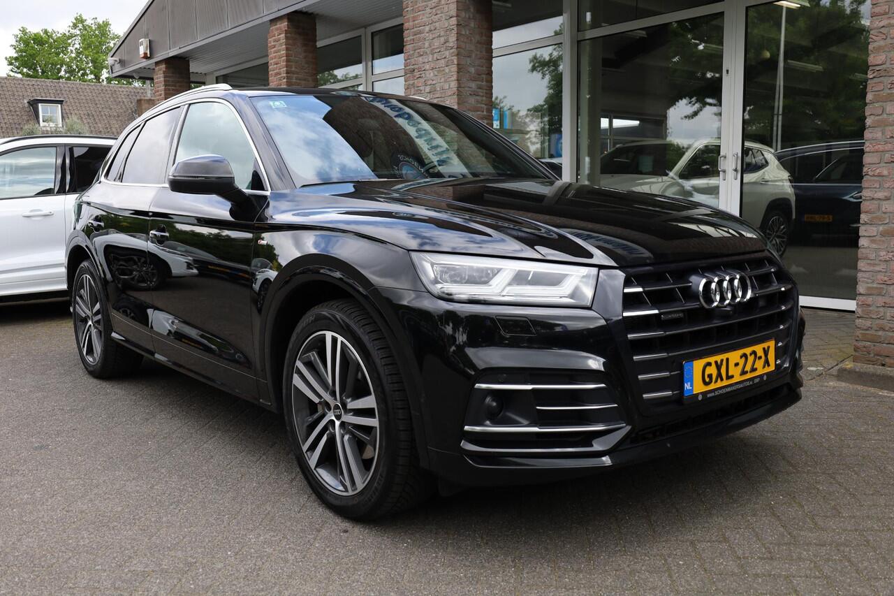 Audi Q5 50 TFSI e PHEV quattro S-Line edition 299PK! PANO LEER/NAPPA+MEMORY COCKPITVIEW Luchtvering TREKHAAK-ELEK 360-CAMERA 20"LMV ACHTERKLEP-ELEK 2xPDC STOELVERW. ZWARTE-HEMEL ENZ!