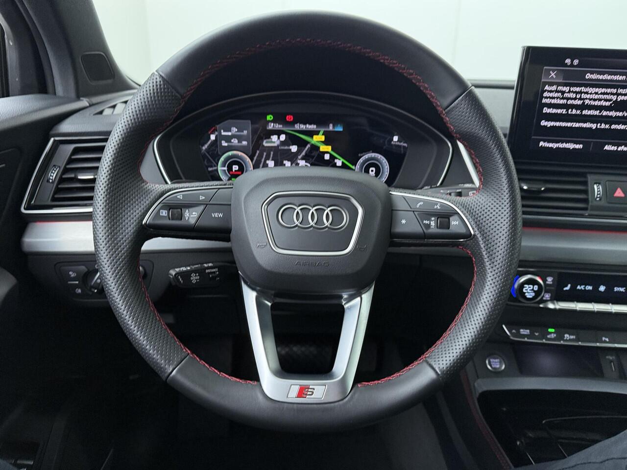 Audi Q5 55 TFSI e S edition Competition | 367 PK | SoH 93% | Trekhaak | Luchtvering | Head-up display | 21" LM velgen | B & O audio | Matrix LED koplampen | S line |