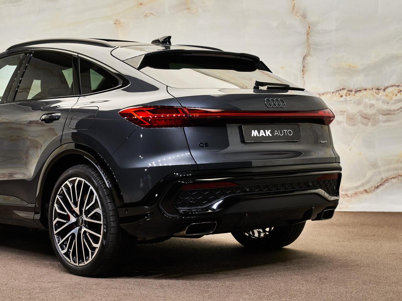 Audi Q5 Sportback E-Hybrid Quattro S Edition Competition, B&O, pano, trk. haak, 21", luchtv., matrix-LED, OLED, memory, keyless, HUD, ACC, privacy