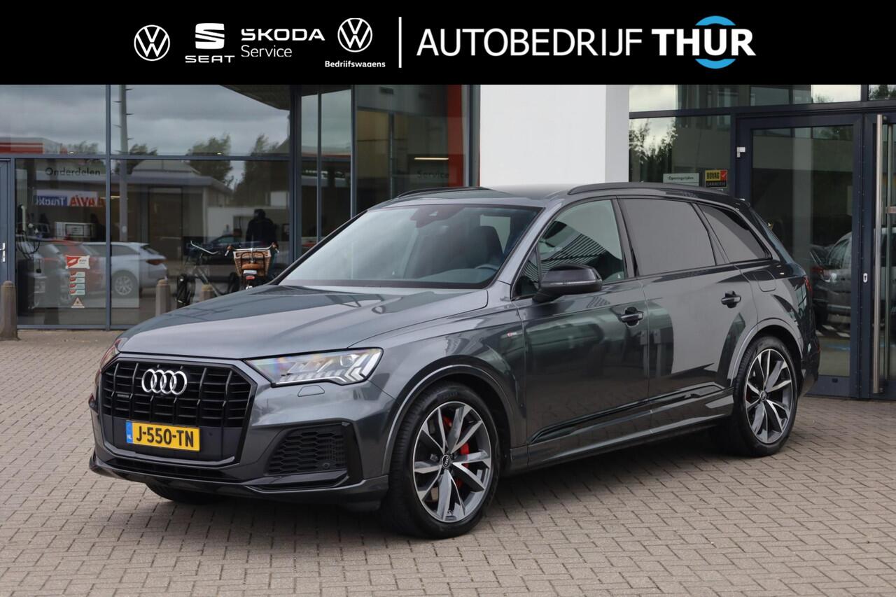 Audi Q7 55 TFSI e quattro Pro Line S 380PK / 280kW, Lederen bekleding, 21" LMV, honingraat, servo sluiting portieren, dodehoek sensor, achteruitrijcamera, parkeersensoren voor en achter, voorstoelen verwarmbaar, Bose Sound System, verstelbare achterbank, navigati