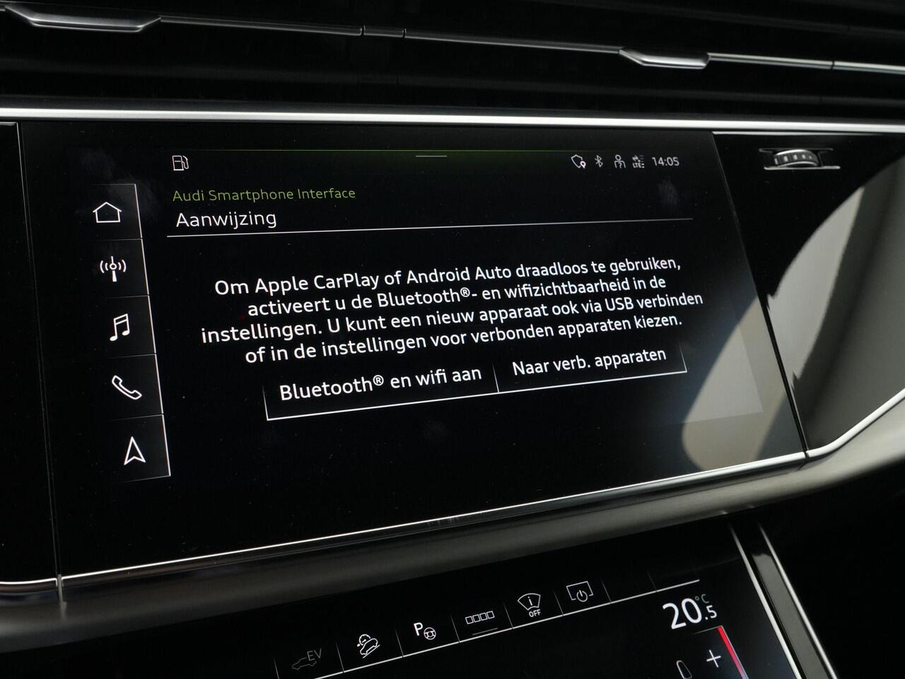 Audi Q7 55 TFSI e 381 pk Tiptronic quattro Pro Line S | Panoramadak | Trekhaak | Head-Up Display | Rondomzicht camera | Carbon spiegelkappen | Zwart optiekpakket plus | 21 inch