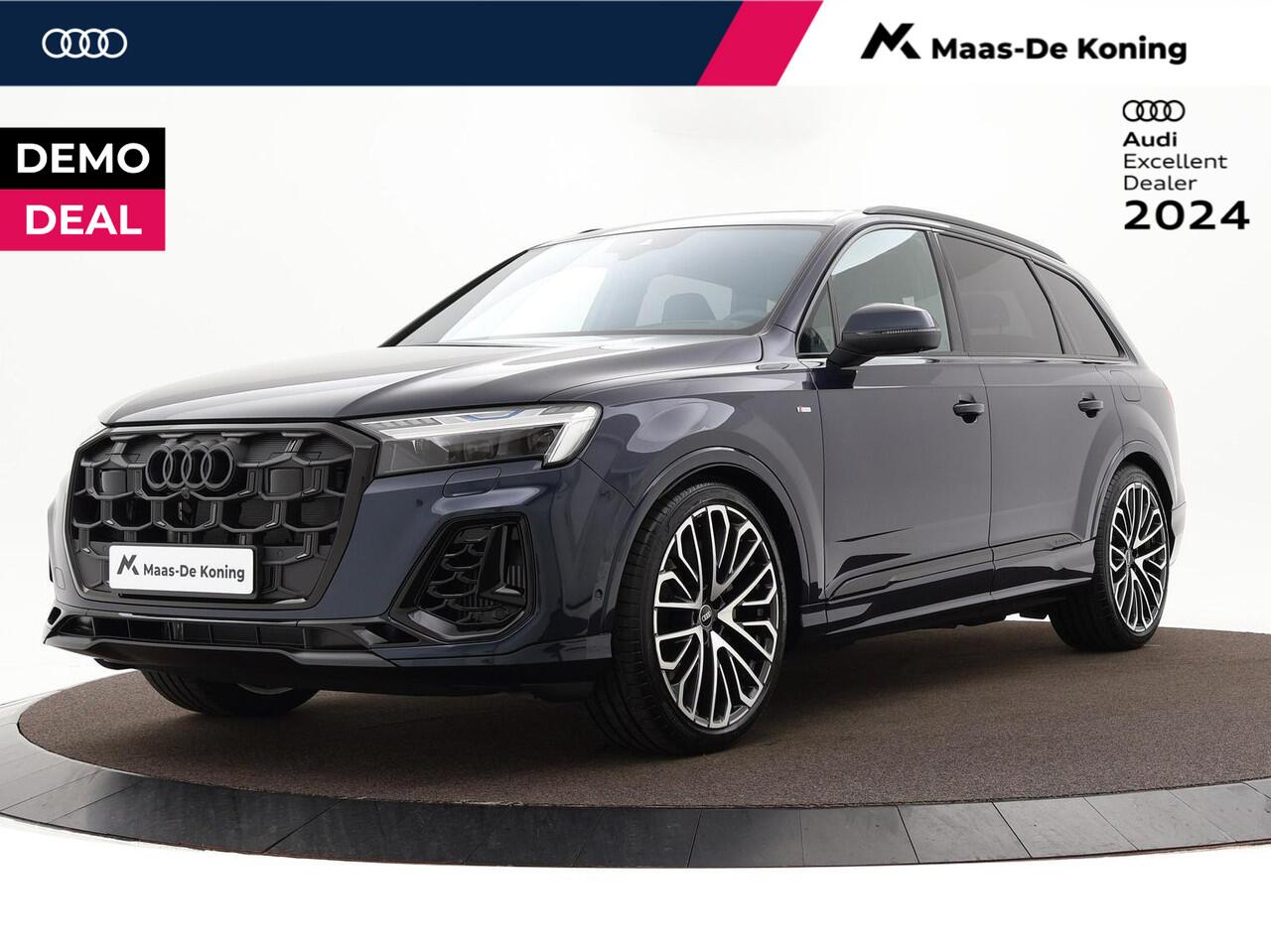 Audi Q7 Pro Line S 55 TFSI e 394 PK · 22" LM Velgen · Head-Up display · Vierwiel besturing · HD Matrix + Audi Laserlicht · Digitale OLED achterlichten · Glazen Panoramadak