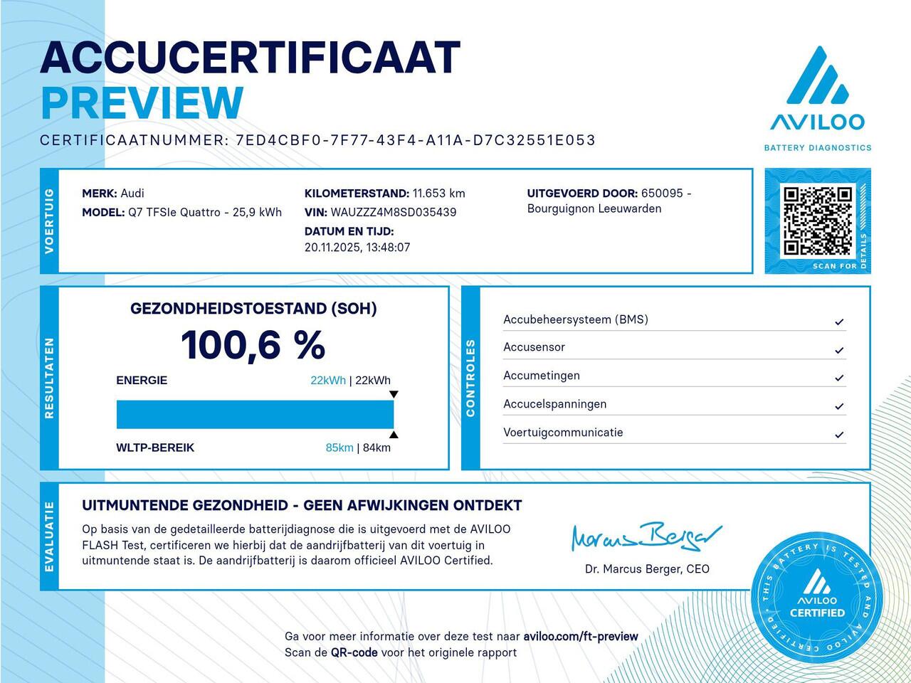 Audi Q7 60 TFSi e 490 Pk Automaat quattro S-Line | Panoramadak | Valcona Leder | Stoelverwarming | B&O Audio | 4wiel Besturing | Trekhaak | 22 Inch | 11.655 Km!!