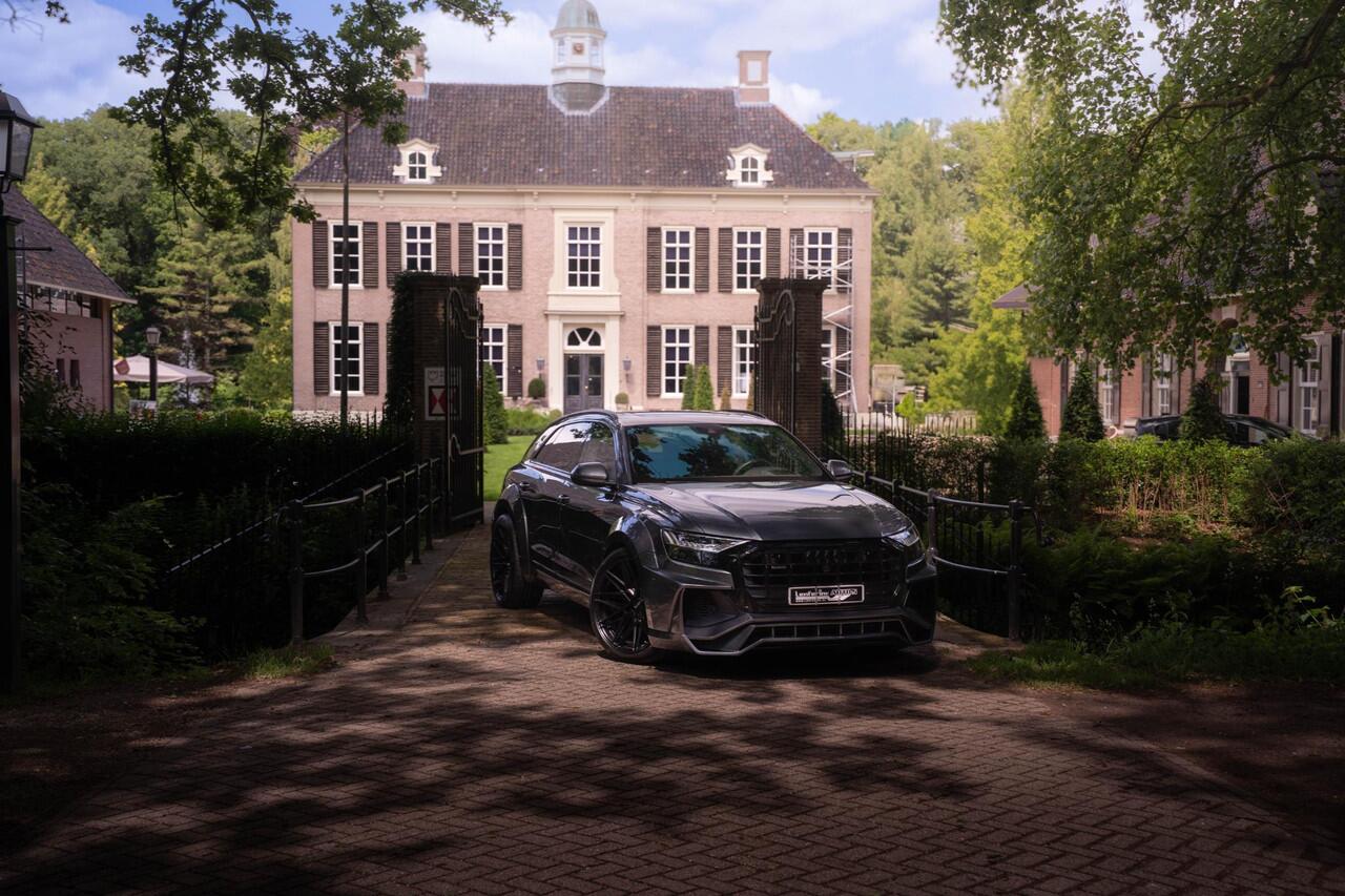 Audi Q8 55 TFSI quattro Prior bodykit en tuning 430PK pano digi-cockpit Vossen 23"lmv head-up keyless entry en start Matrix verlichting 4-zone clima ACC black-line B&O 360 Camera Led-verlichting lane-assist