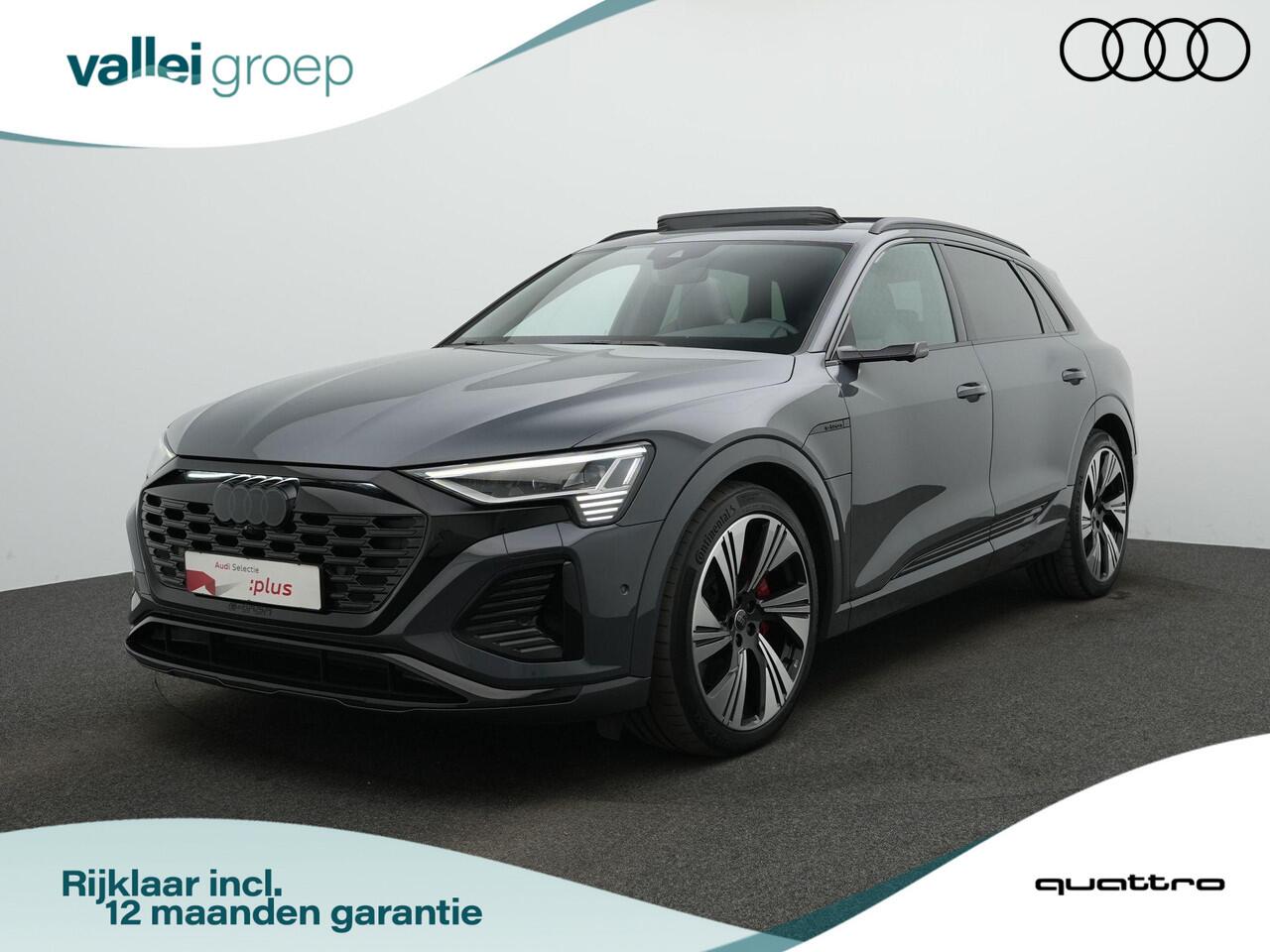 Audi Q8 e-tron 55 Quattro S-Line 115 kWh 408 pk | Panoramadak | Trekhaak | Sportstoelen plus | Geheugenstoel | 360 camera | Stuur-/stoelverwarming