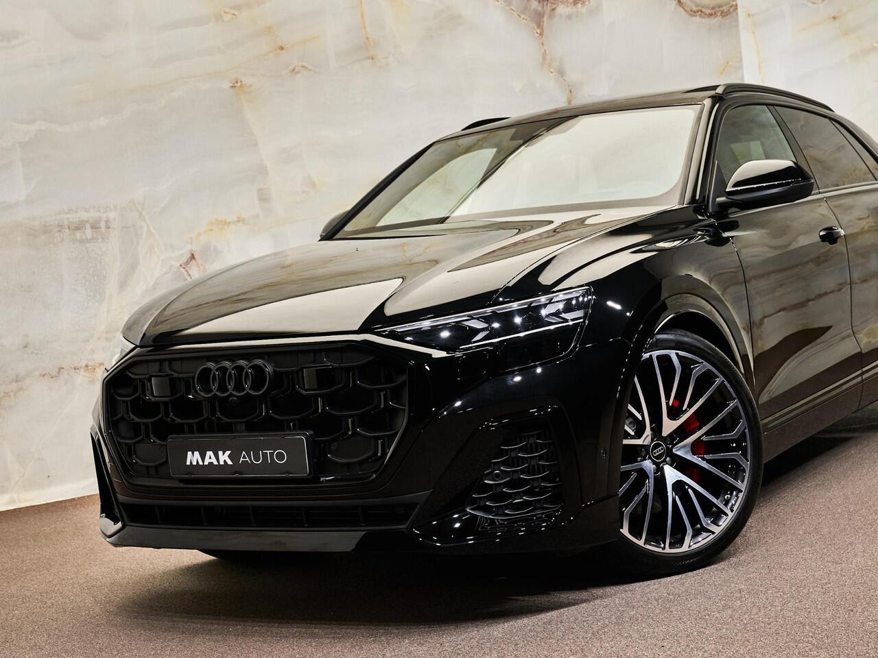 Audi Q8 60 TFSI e Quattro Pro Line S Competition, pano, B&O adv., 4W-best, OLED, S sportstoelen, nachtz., massage, HUD, tr.haak, keyless, 23", NP176k