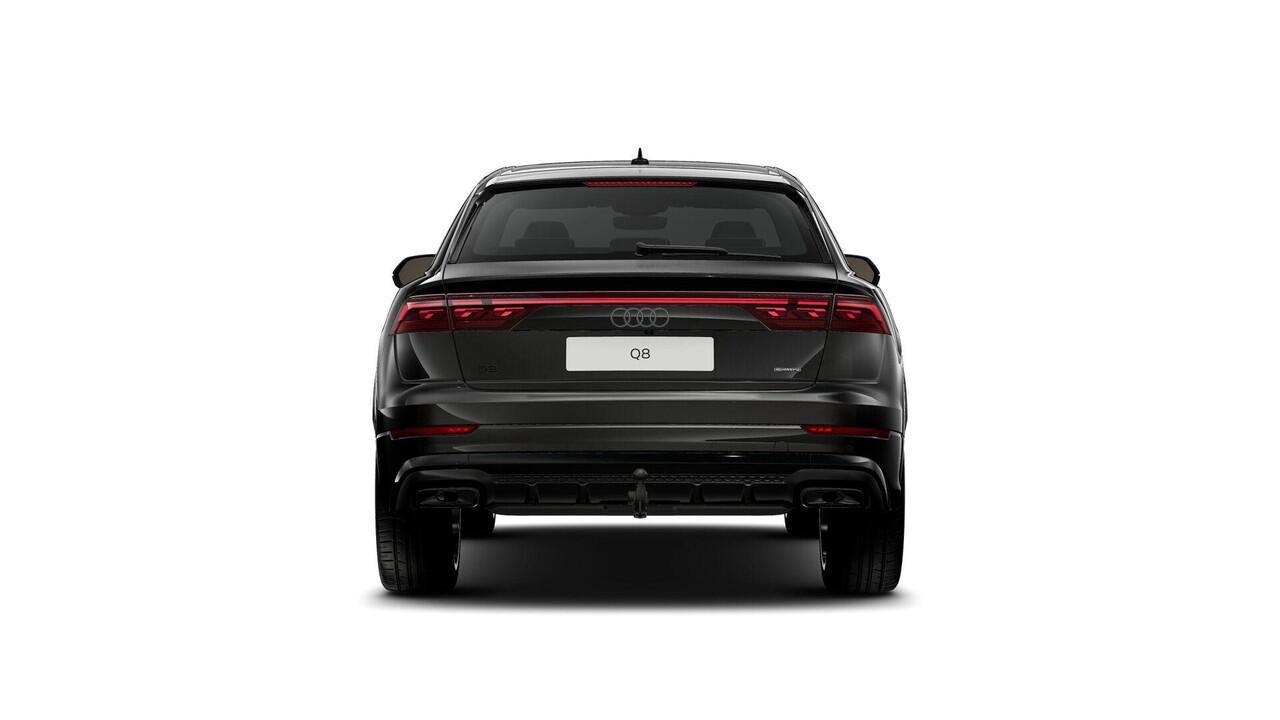 Audi Q8 55 TFSI e quattro Pro Line S 394pk | Rood stiksel / Gordels | Panoramadak | B&O | Vierwielbesturing | Ass.Plus.Remote | Sportstoel Plus | 23'' inch Zwart | Trekhaak |