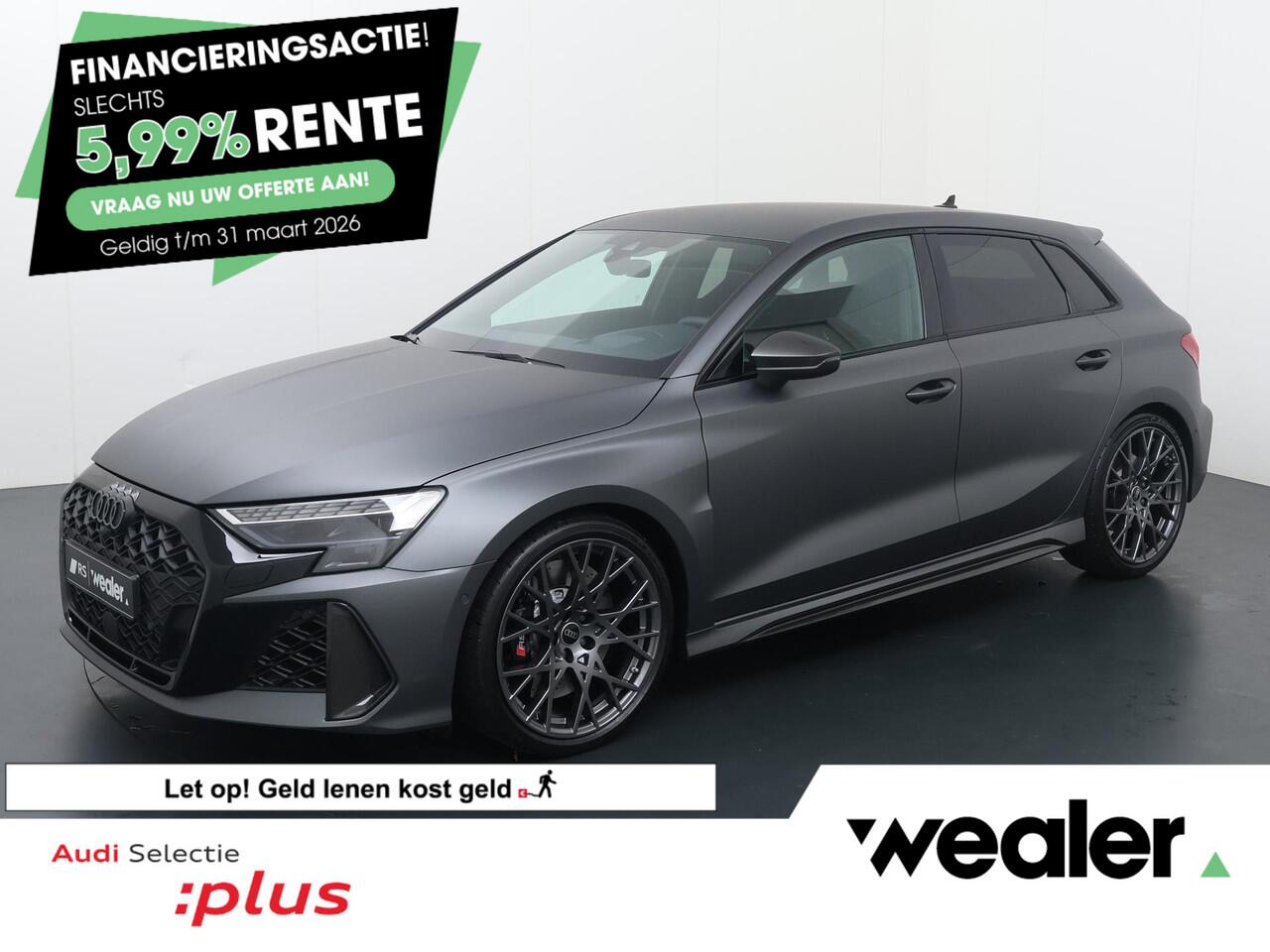 Audi RS3 Sportback 2.5 TFSI Quattro | 400 PK | Matrix LED lampen | RS Schaalstoelen | Audi Exclusive lak | SONOS premium 3D Sound | Topsnelheid 280 km/u | RS Sportuitlaat | Fabrieksgarantie tot 12-2029 of 100.000km| S line |