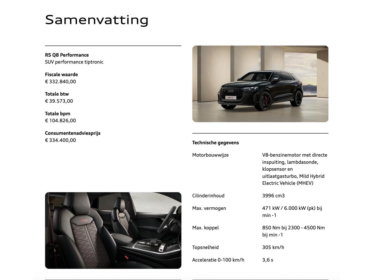 Audi RSQ8 4.0 TFSI Performance 640pk Carbon Nightv. 305 km/h