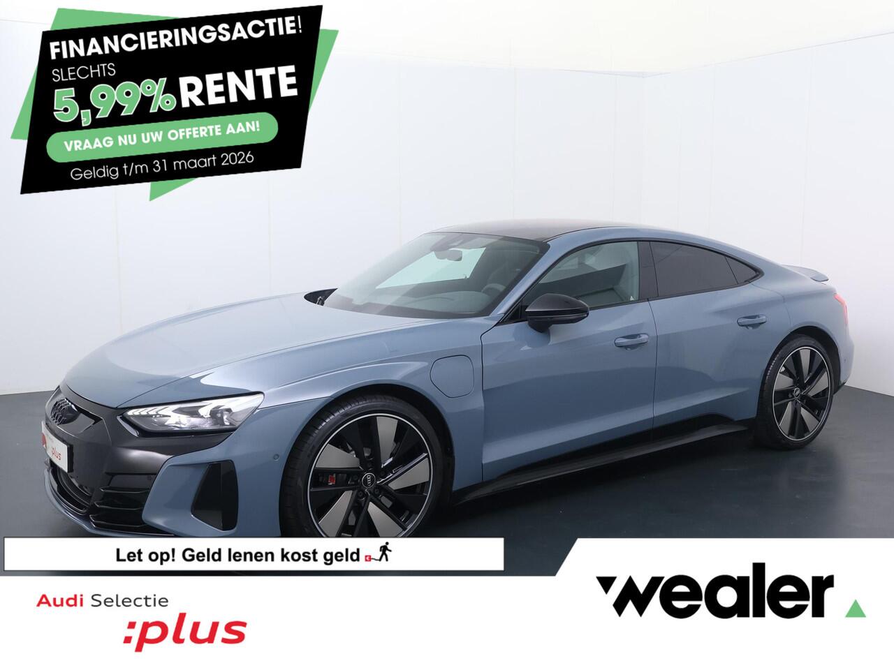 Audi e-tron GT RS 93 kWh | 598 PK | Panoramadak | Top view 360° camera | 21" LM velgen | Luchtvering | Voorstoelen verwarmd | Sportstoelen |