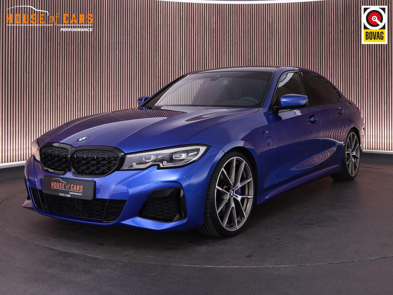 BMW 3-SERIE M340i xDrive 374pk High Executive |EU-auto|dealer onderhouden|M-sport|M-sport diff|Portimao Blue metallic|Eibach verlagingsveren|Harman&Kardon|memory|Apple Carplay|elek. trekhaak|stoelverwarming & stuur verwarming|