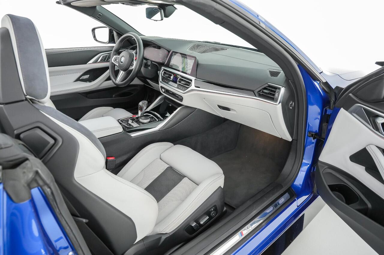 BMW M4 Competition Cabrio 510pk xDrive |dealer onderhouden|M-sport|M-sport stoelen|Laser LED|memory|360 camera|nekverwarming|sportuitlaat|HUD|blind spot|stoelventilatie + verwarming|