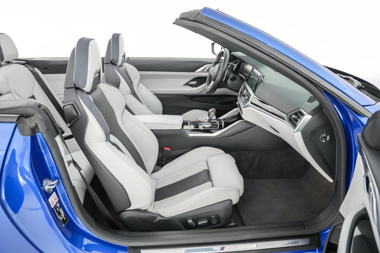 BMW M4 Competition Cabrio 510pk xDrive |dealer onderhouden|M-sport|M-sport stoelen|Laser LED|memory|360 camera|nekverwarming|sportuitlaat|HUD|blind spot|stoelventilatie + verwarming|