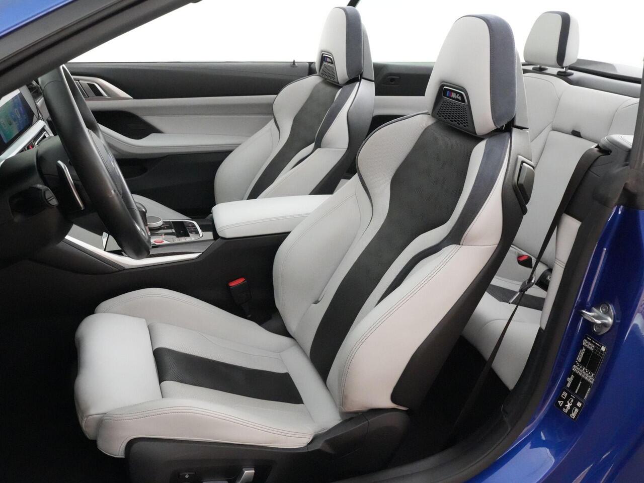 BMW M4 Competition Cabrio 510pk xDrive |dealer onderhouden|M-sport|M-sport stoelen|Laser LED|memory|360 camera|nekverwarming|sportuitlaat|HUD|blind spot|stoelventilatie + verwarming|