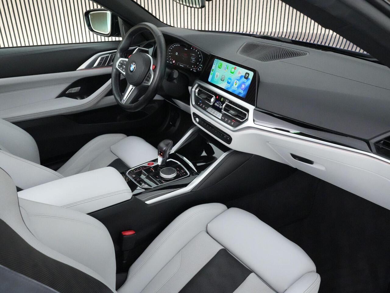 BMW M4 Competition Cabrio 510pk xDrive |dealer onderhouden|M-sport|M-sport stoelen|Laser LED|memory|360 camera|nekverwarming|sportuitlaat|HUD|blind spot|stoelventilatie + verwarming|