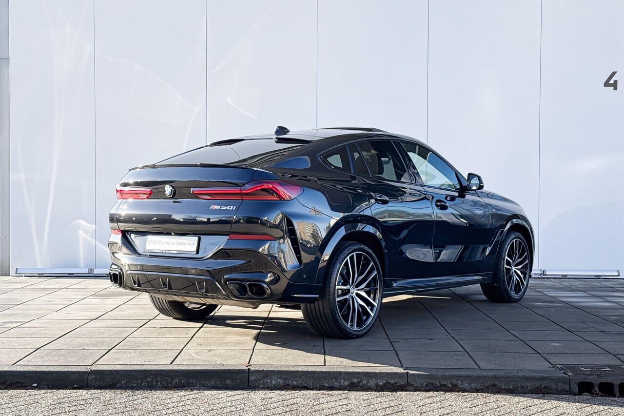 BMW X6 M50i High Executive M-Sport 22 Inch / Adaptief M-Onderstel / Soft Close / Glazen Schuifdak / Stoel ventilatie / Stoelverwarming Voor & Achter/ Warmte Comfort Pakket / Driving Assistant / Parking Assistant Plus / laser Ligt / Harman Kardon / Head Up Displa