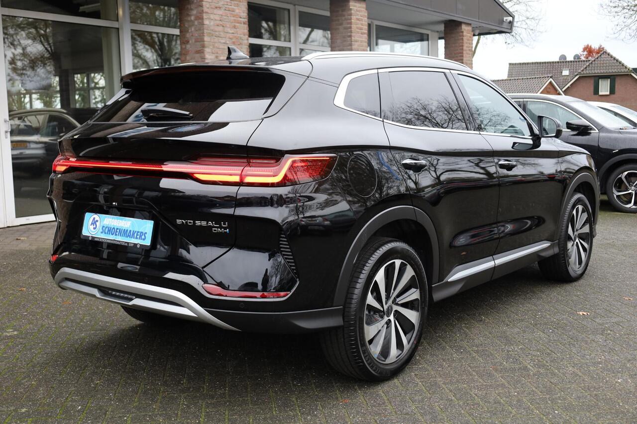 BYD Seal U 1.5 DM-i FWD Boost ZWART-LEER CARPLAY PANO 360-CAMERA STOELVENTILATIE STUUR/STOELVERW. HUD ADAPTIVE-CRUISE CLIMA NAVI 2XPDC 19''LMV ENZ ENZ!