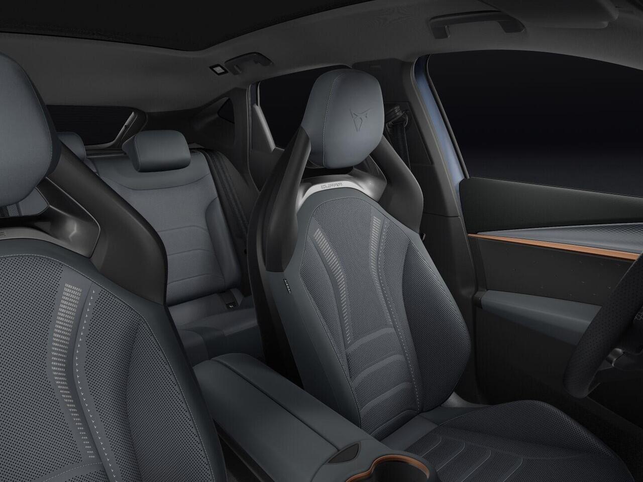 Cupra Tavascan VZ Extreme 82 kWh 340pk / Etna velgen / 4-wiel aandrijving / CUP Bucket Seats, Hero Enceladus Grey Nappa leder/ Geventileerde stoelen vóór