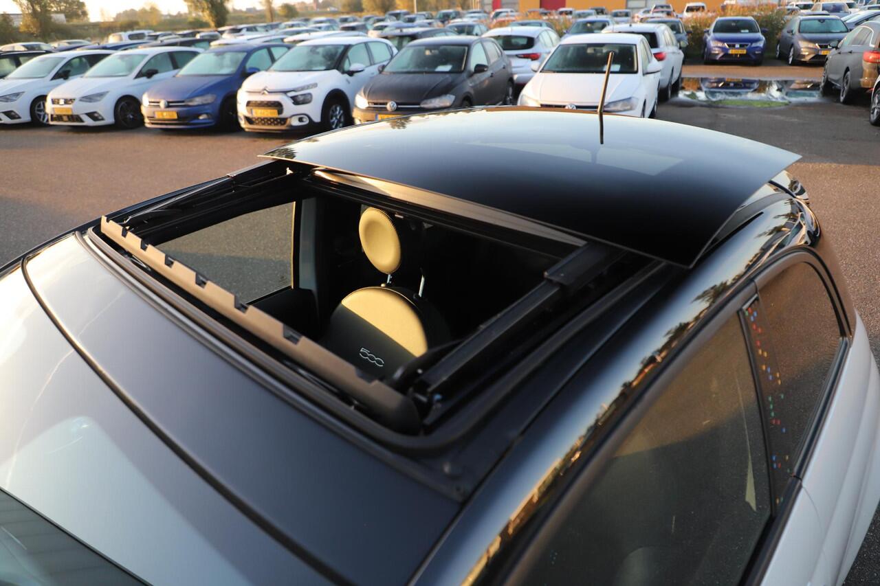 Fiat 500 1.0 Hybrid Hey Google Schuifdak 15 inch LMV Half Leder Carplay Navigatie Airco Cruise Control