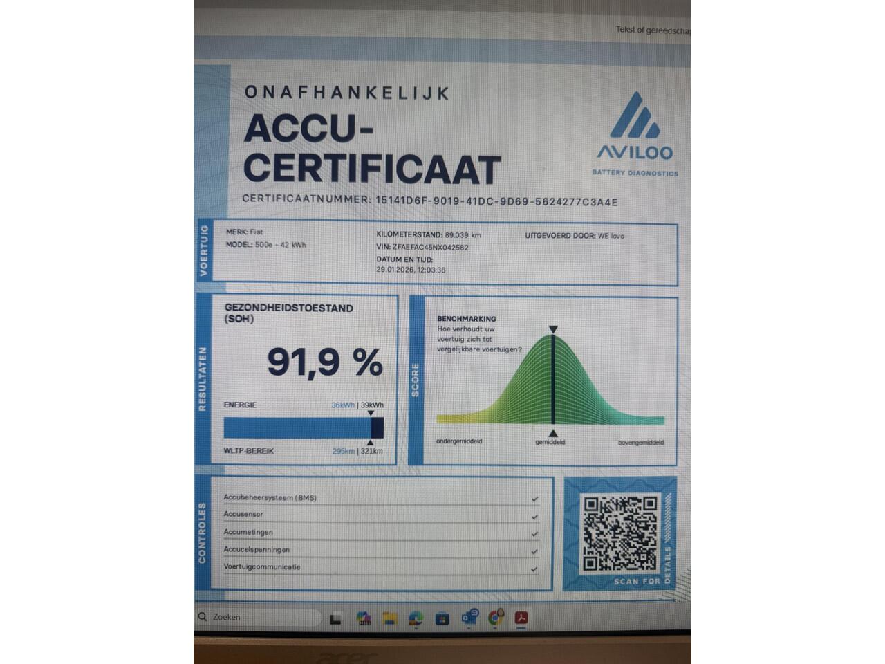 Fiat 500 La Prima 42 kWh PanoDak, Navigatie+Camera, Leder interieur...Soh 91.9%