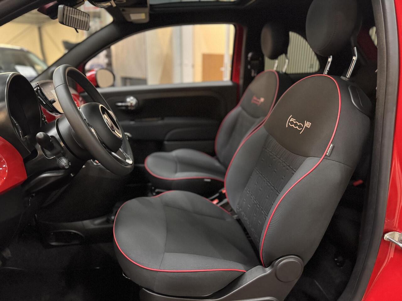 Fiat 500 1.0 Hybrid Dolcevita RED Panoramadak Navi Climat Cruise Parkeersensoren Digitaal Dashboard 16" LM Velgen