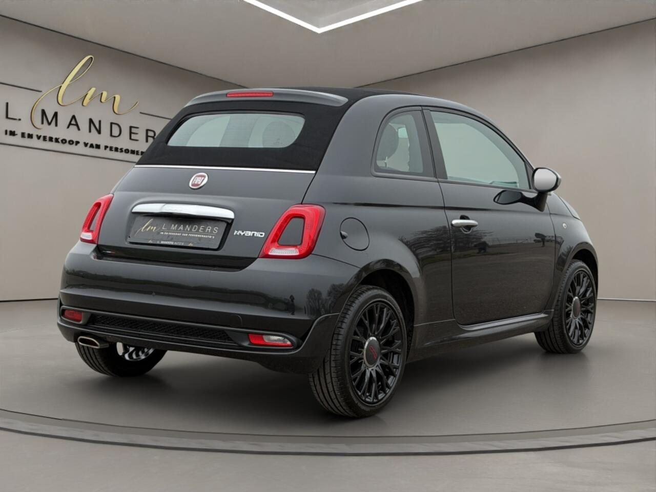 Fiat 500C 1.0 Hybrid Rockstar 2021 ZWART | Cabriolet | Leder | Sport