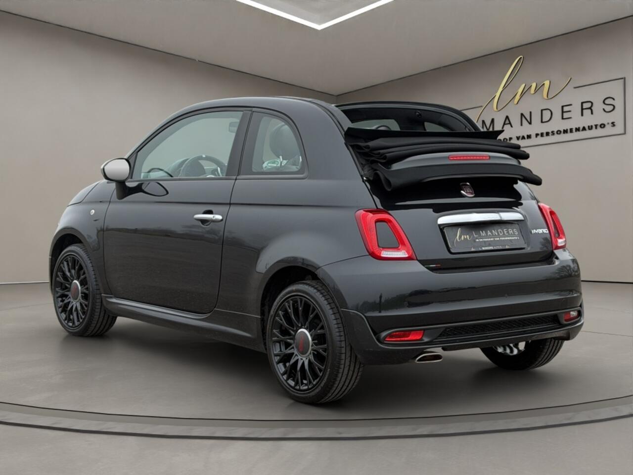 Fiat 500C 1.0 Hybrid Rockstar 2021 ZWART | Cabriolet | Leder | Sport