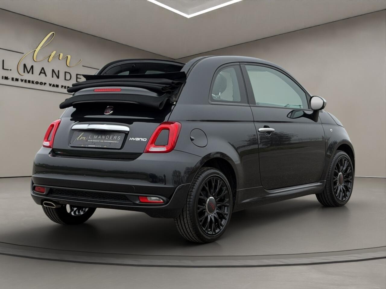 Fiat 500C 1.0 Hybrid Rockstar 2021 ZWART | Cabriolet | Leder | Sport