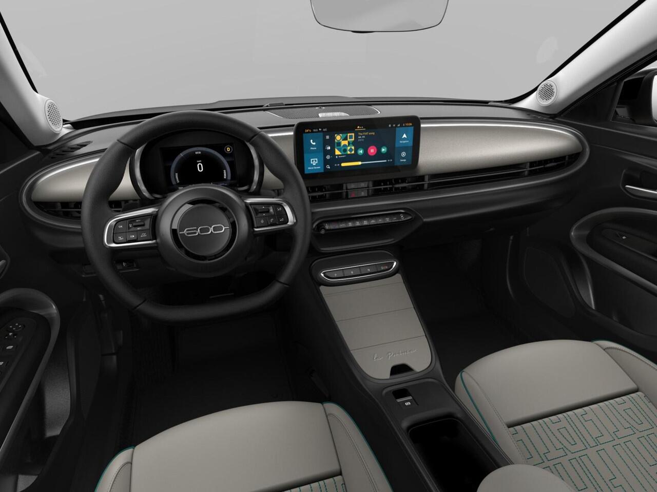 Fiat 600 1.2 Hybrid 136pk La Prima | Leder | Stoelmassage | Trekhaak | Camera| Carplay | Adapt. Cruise | Winter Pack