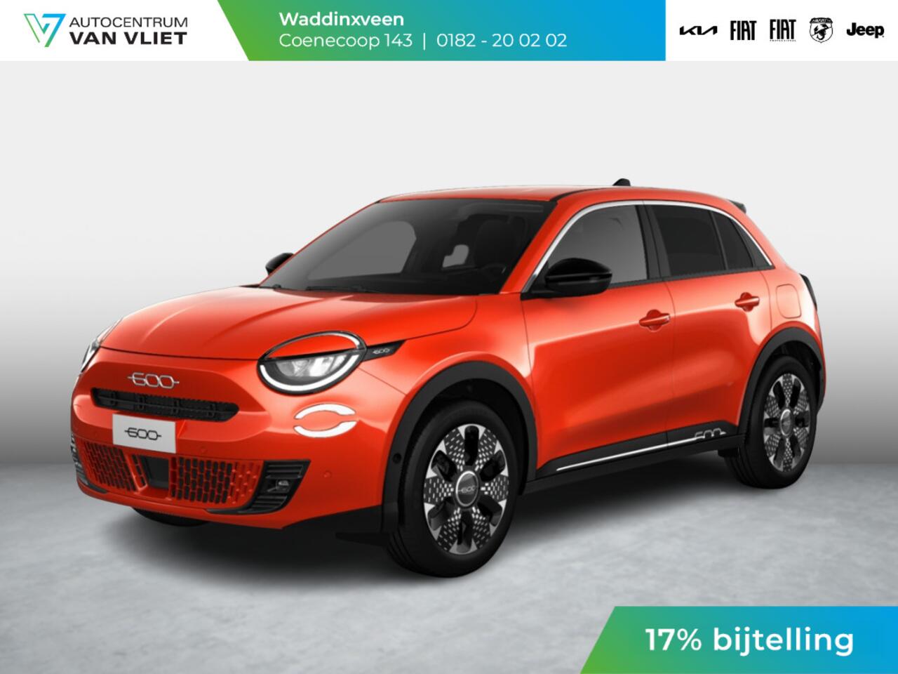 Fiat 600 600e La Prima 54 kWh | 17% Bijtelling | Carplay | Elek. Stoel | Stoelverwarming | Keyless | LED | Clima