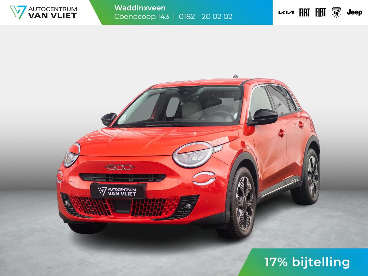 Fiat 600 600e La Prima 54 kWh | 17% Bijtelling | Carplay | Elek. Stoel | Stoelverwarming | Keyless | LED | Clima