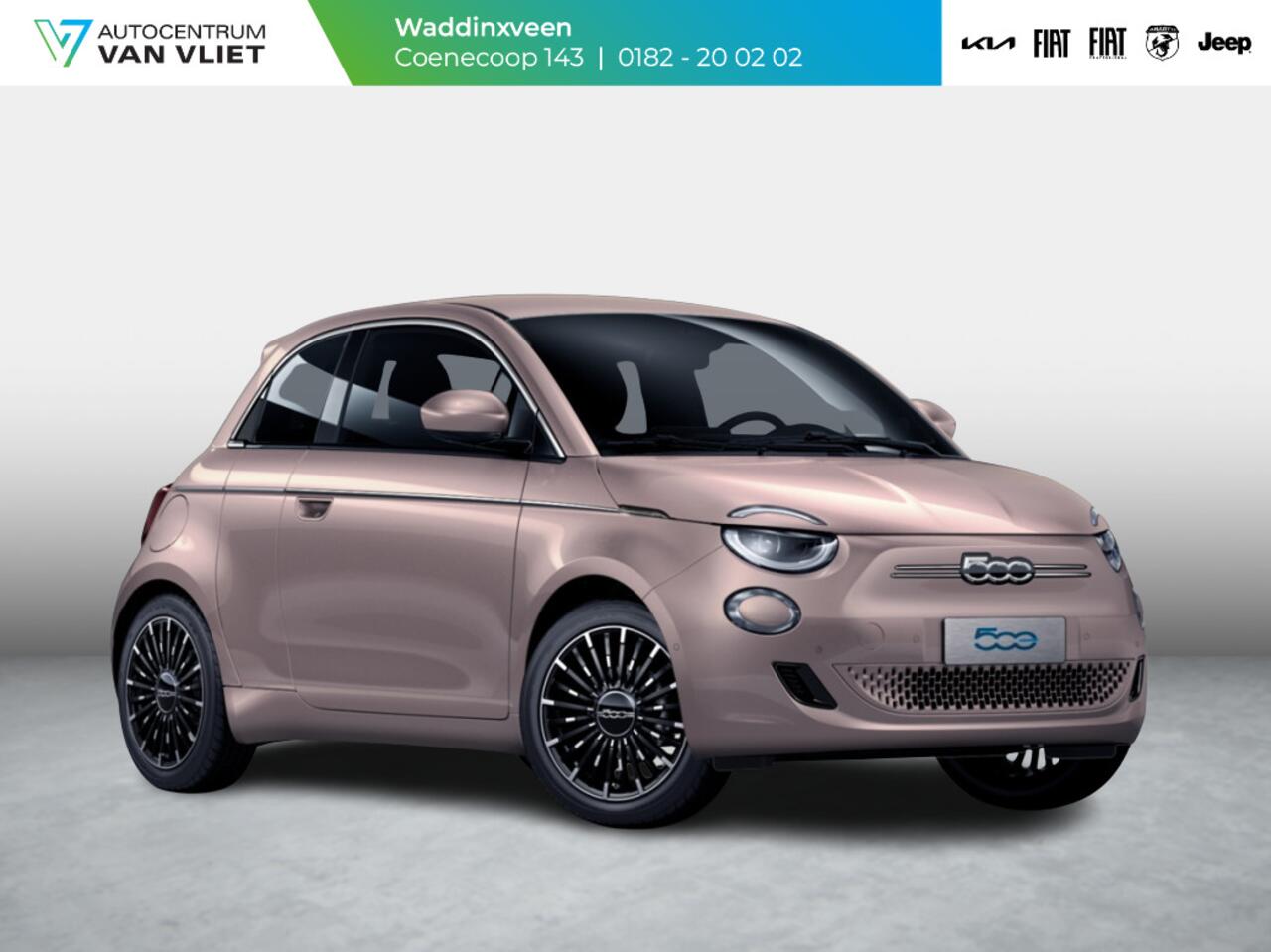 Fiat E-500 3+1 La Prima 42 kWh | 17% Bijtelling | Clima | Cruise | Leder | 17" | Priv Glass | Winter Pack | JBL Sound | BSM | Apple Carplay