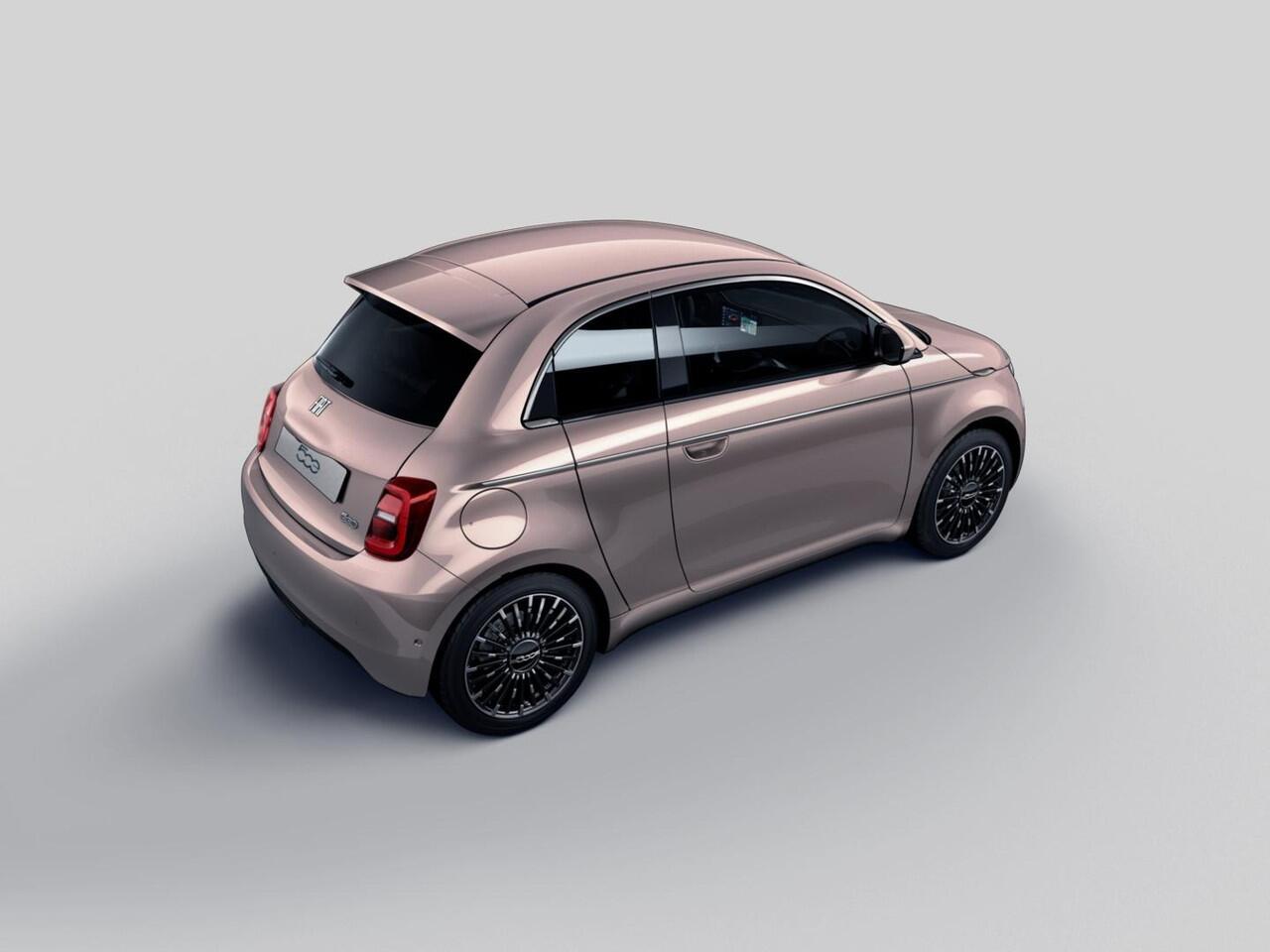 Fiat E-500 3+1 La Prima 42 kWh | 17% Bijtelling | Clima | Cruise | Leder | 17" | Priv Glass | Winter Pack | JBL Sound | BSM | Apple Carplay