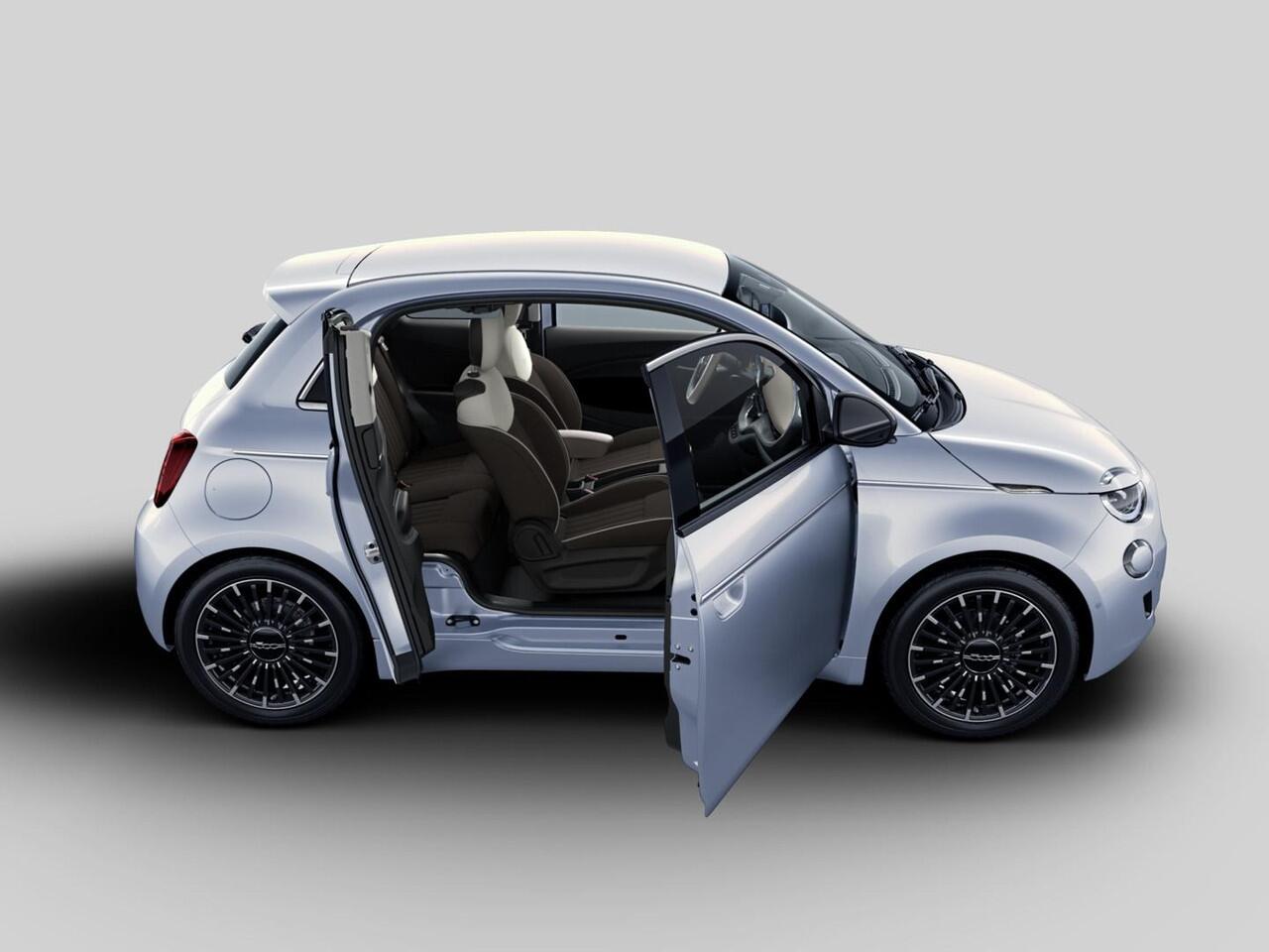 Fiat E-500 3+1 La Prima 42 kWh | Clima | LED | PDC | JBL Premium Audio | 17" | Camera | BSM | Canneloni Ivory/Piombo interieur