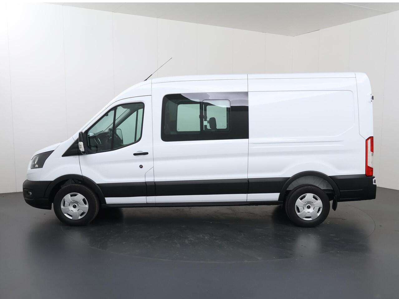 Ford TRANSIT 350 | 2.0 TDCI | L3 H2 | TREND | DUBBEL CABINE | 6-ZITS | CAMERA | VOORRUITVERWARMING | TREKHAAK 2500 KG AHW | AIRCO | CARPLAY ANDROID AUTO | CRUISE CONTROL | LAADRUIMTE PAKKET