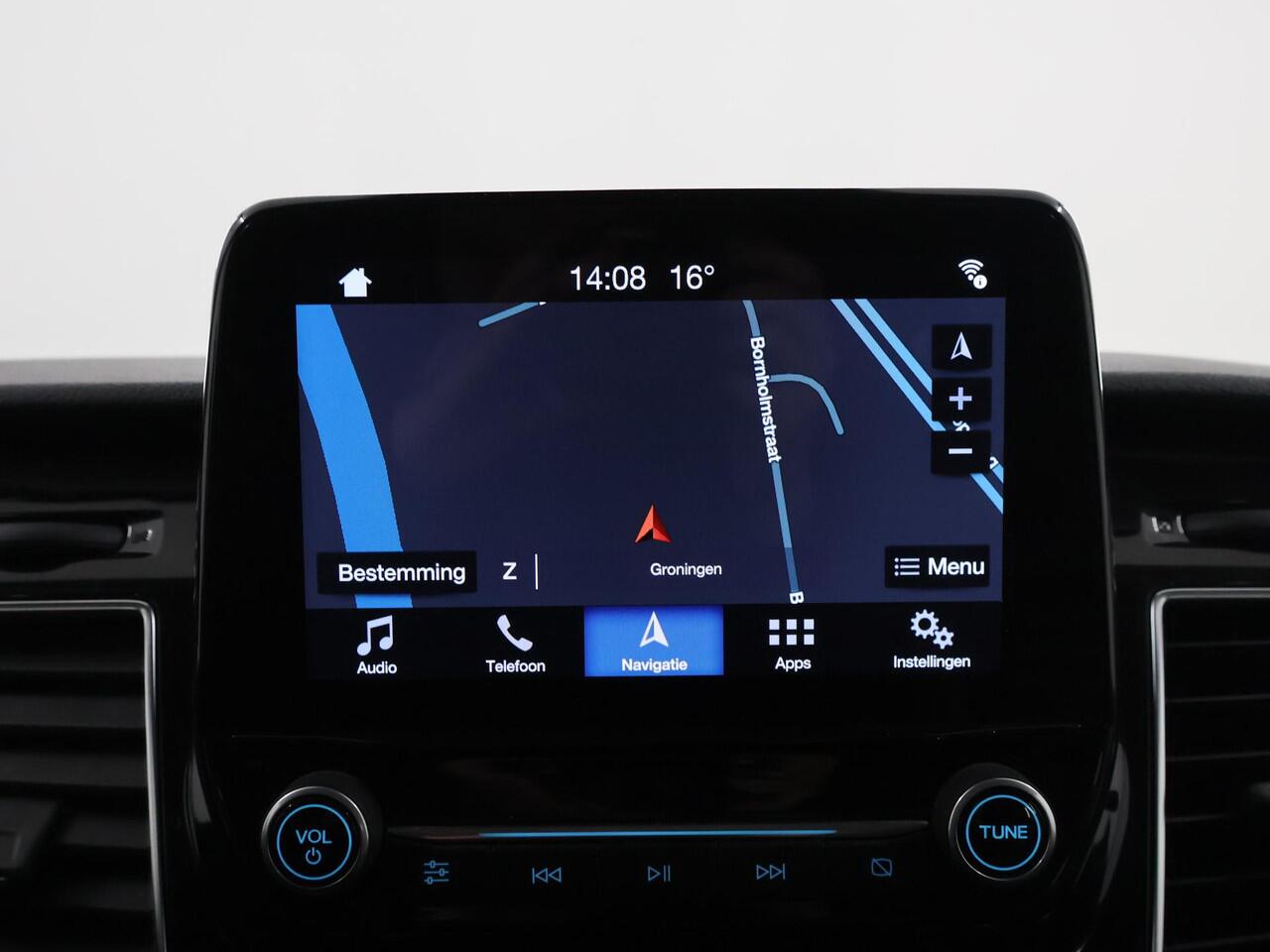 Ford TRANSIT CUSTOM 300 2.0 TDCI | L2 H1 | LIMITED | DUBBEL CABINE | AUT. | LEDEREN BEKLEDING | CAMERA | ADAPTIEVE CRUISE | STOELVERWARMING | NAVIGATIE | BI-XENON | 2X ZIJSCHUIFDEUR | AGATE BLACK METALLIC