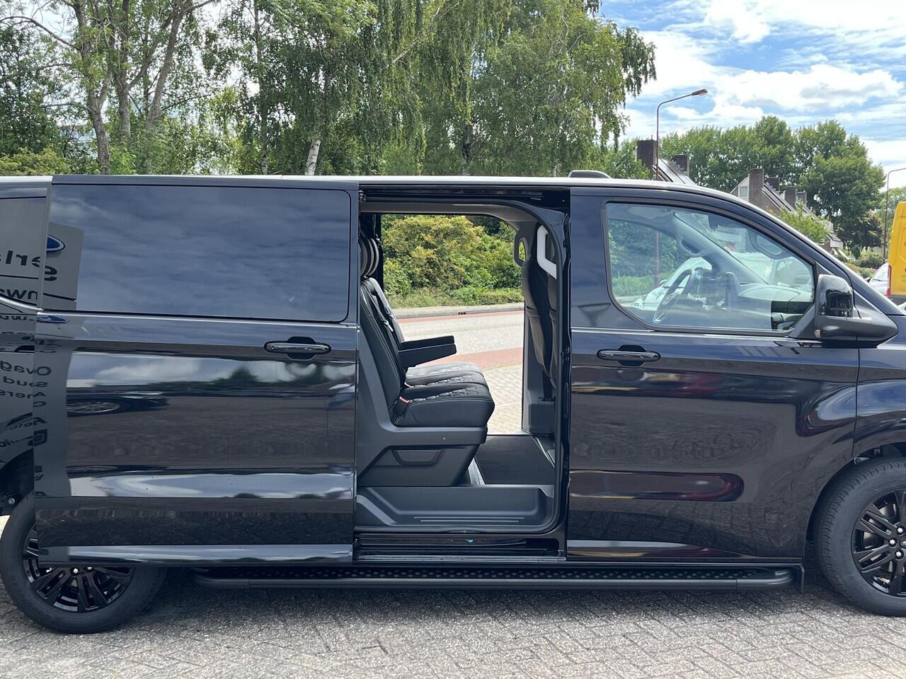 Ford TRANSIT CUSTOM 320 2.5 PHEV L2H1 Black Platinum DC ZUID | Ford Voorraad | Prijs is excl. BTW incl. BPM | incl. ¤4.422,- korting! | Dubbele cabine Snoeks leder | Full led | Dubbele zij-schuifdeur | Direct uit voorraad leverbaar! | Full options