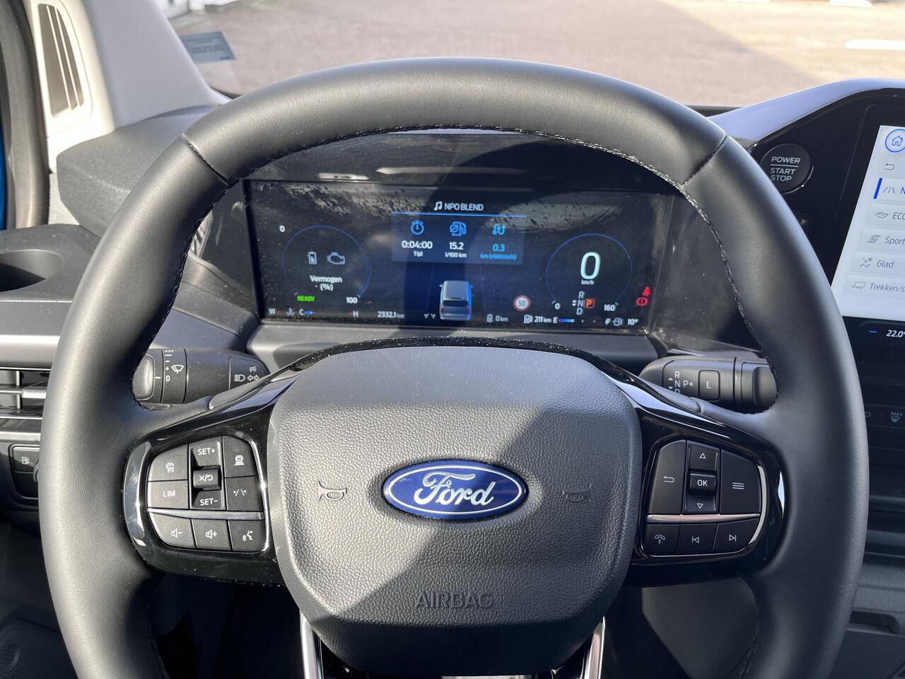 Ford TRANSIT CUSTOM 320 2.5 PHEV L1H1 Sport 233pk | Adaptieve cruise | BLIS | prijs incl. BPM en excl. BTW Dubbele Schuifdeuren elektrisch bedienbaar | Stoelverwarming | All Weather Banden | 360 Camera | Verlengde Fabrieksgarantie tot 10-2029