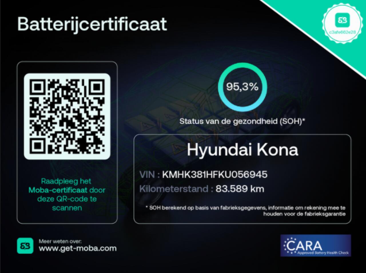 Hyundai Kona Electric Fashion - Carplay, Camera, SOH 95,3%