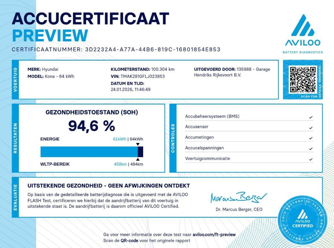 Hyundai Kona EV Comfort 64 kWh | SOH: 94,6% | Trekhaak | 3 Fase | Warmtepomp | Navi | Adaptive CC | Climate |